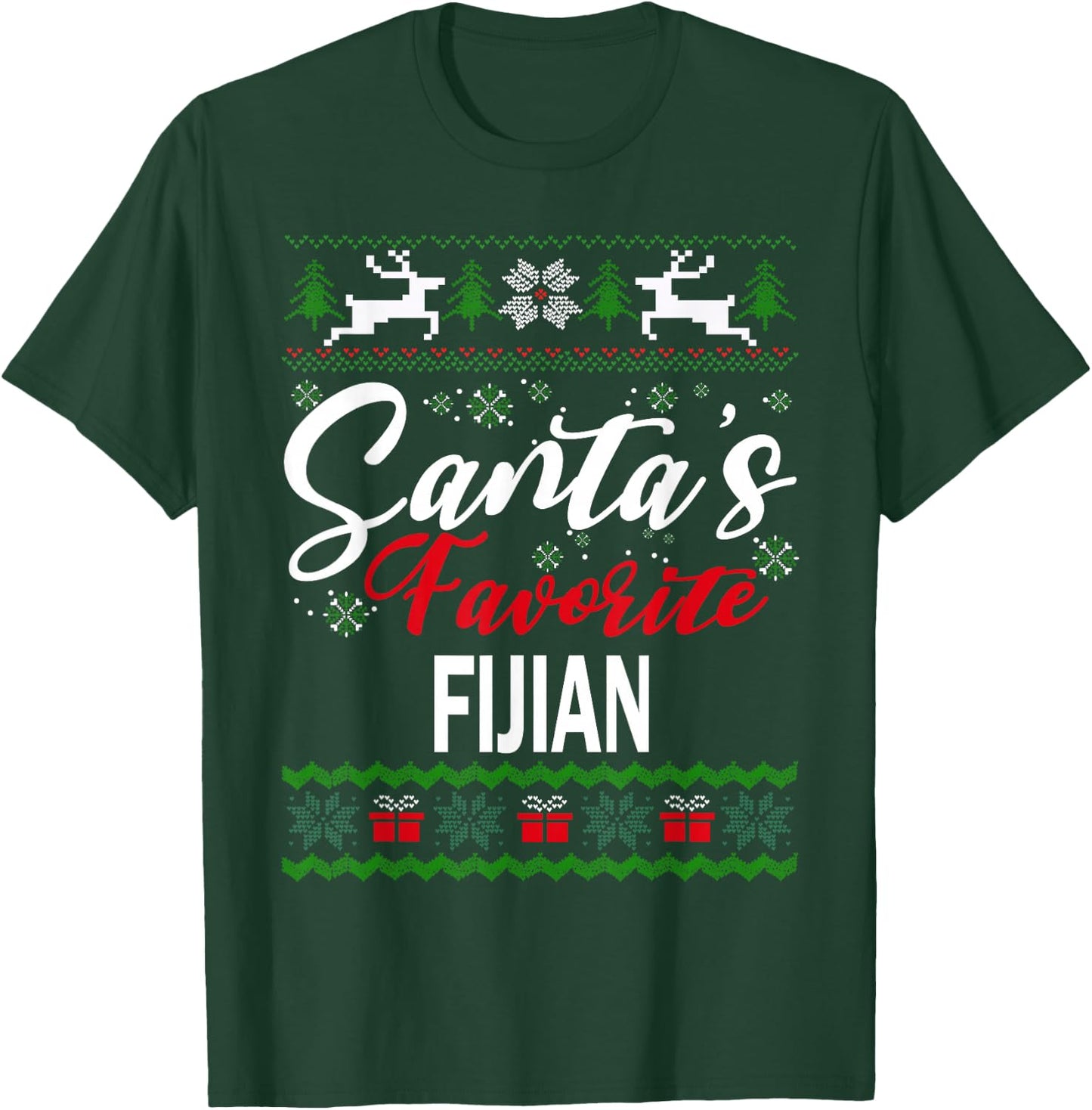 Santas Favorite Fijian Fiji Christmas Ugly Sweater T-Shirt - T-Shirt | Forest