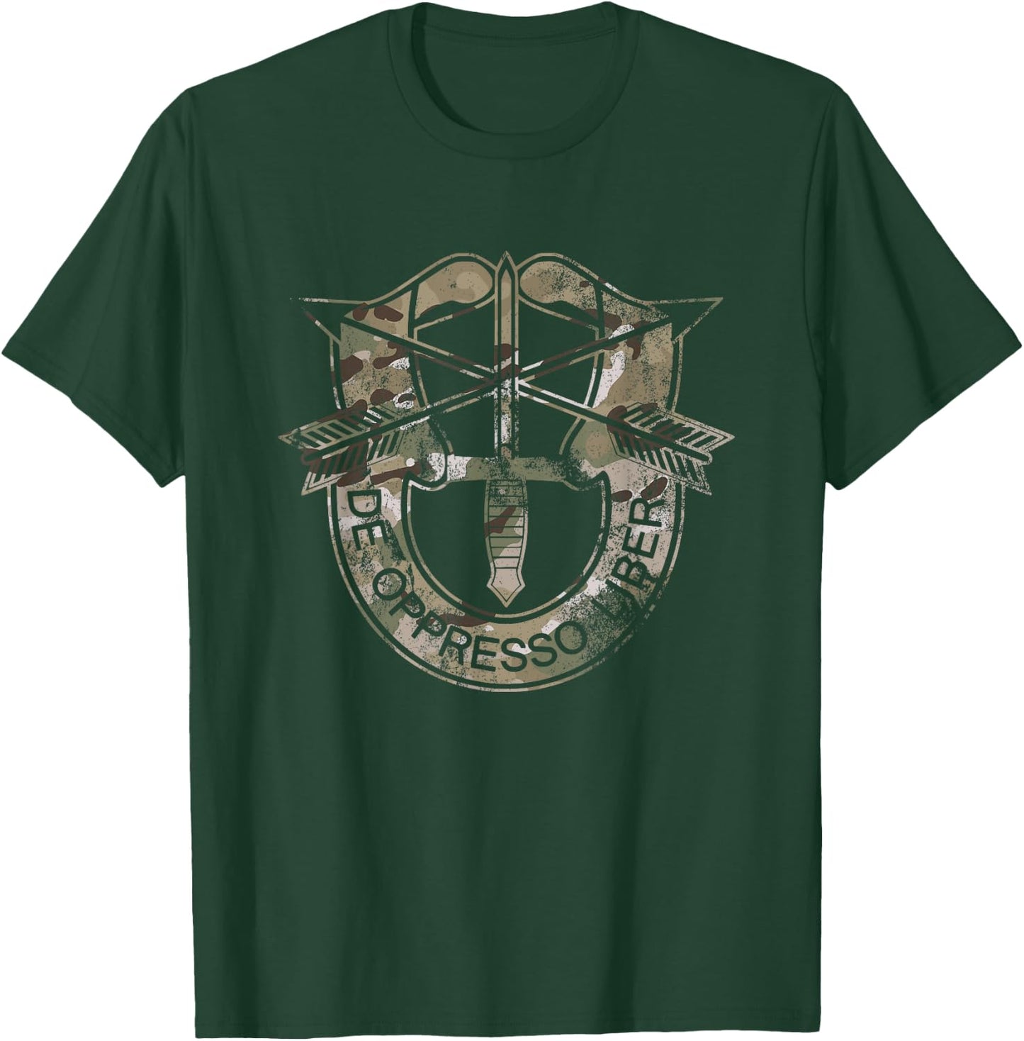 US Special Forces De Oppresso Liber Retro OCP Camo Multicam T-Shirt - T-Shirt | Forest