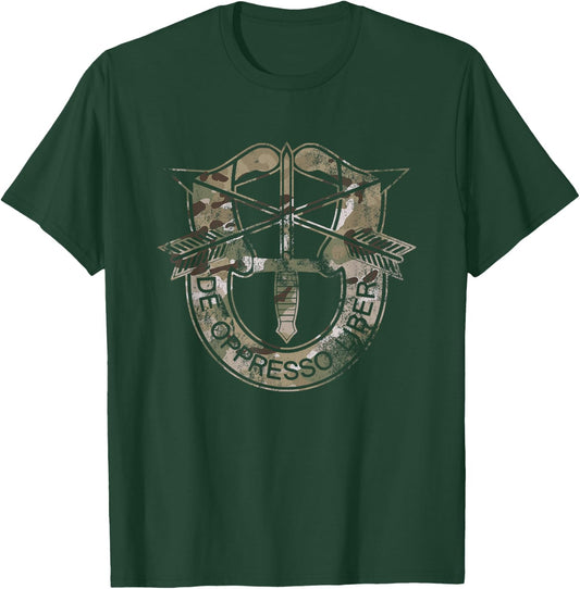US Special Forces De Oppresso Liber Retro OCP Camo Multicam T-Shirt - T-Shirt | Forest