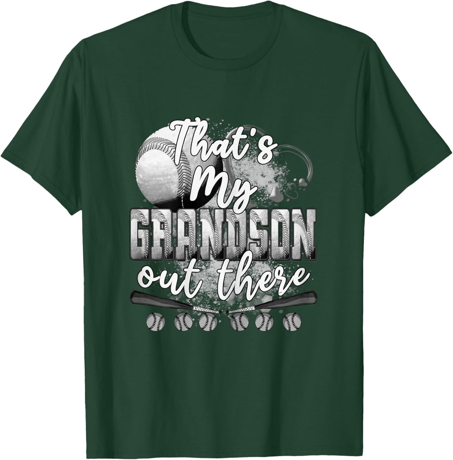 That's My Grandson Out There Gifts Women Baseball Grandma T-Shirt - T-Shirt | Forest