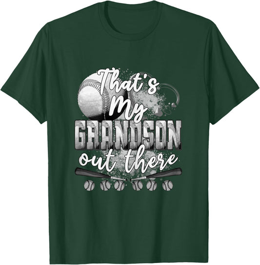 That's My Grandson Out There Gifts Women Baseball Grandma T-Shirt - T-Shirt | Forest