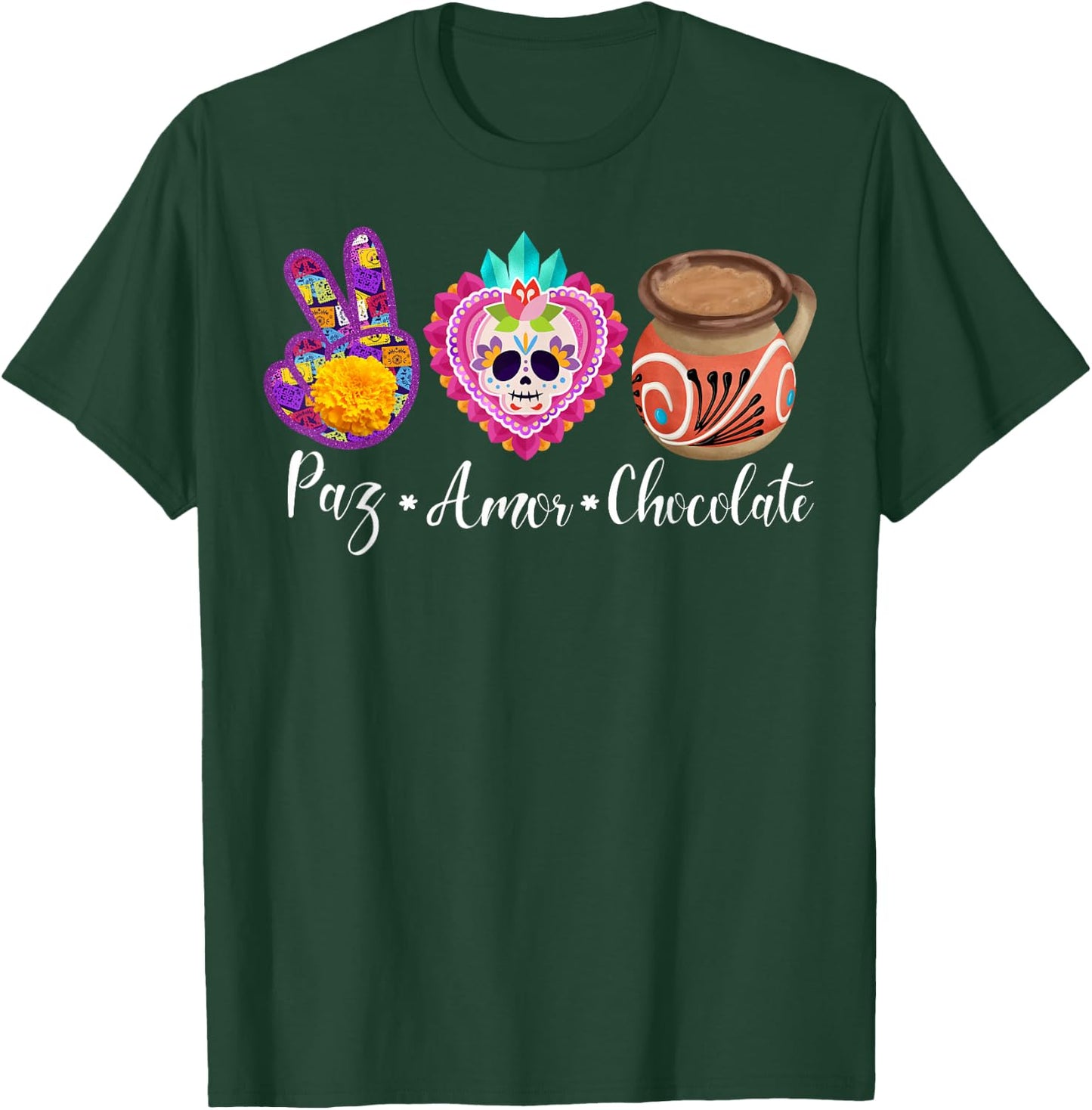 Paz, Amor Y Chocolate Taza De Barro Jarrito Chorreado Mexico T-Shirt - T-Shirt | Forest