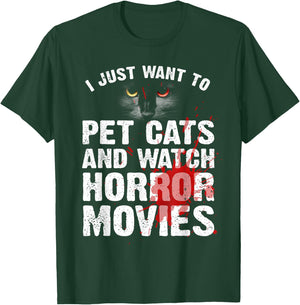 Funny Horror Movie Women Cat Lover Halloween Movie T-Shirt - T-Shirt | Forest