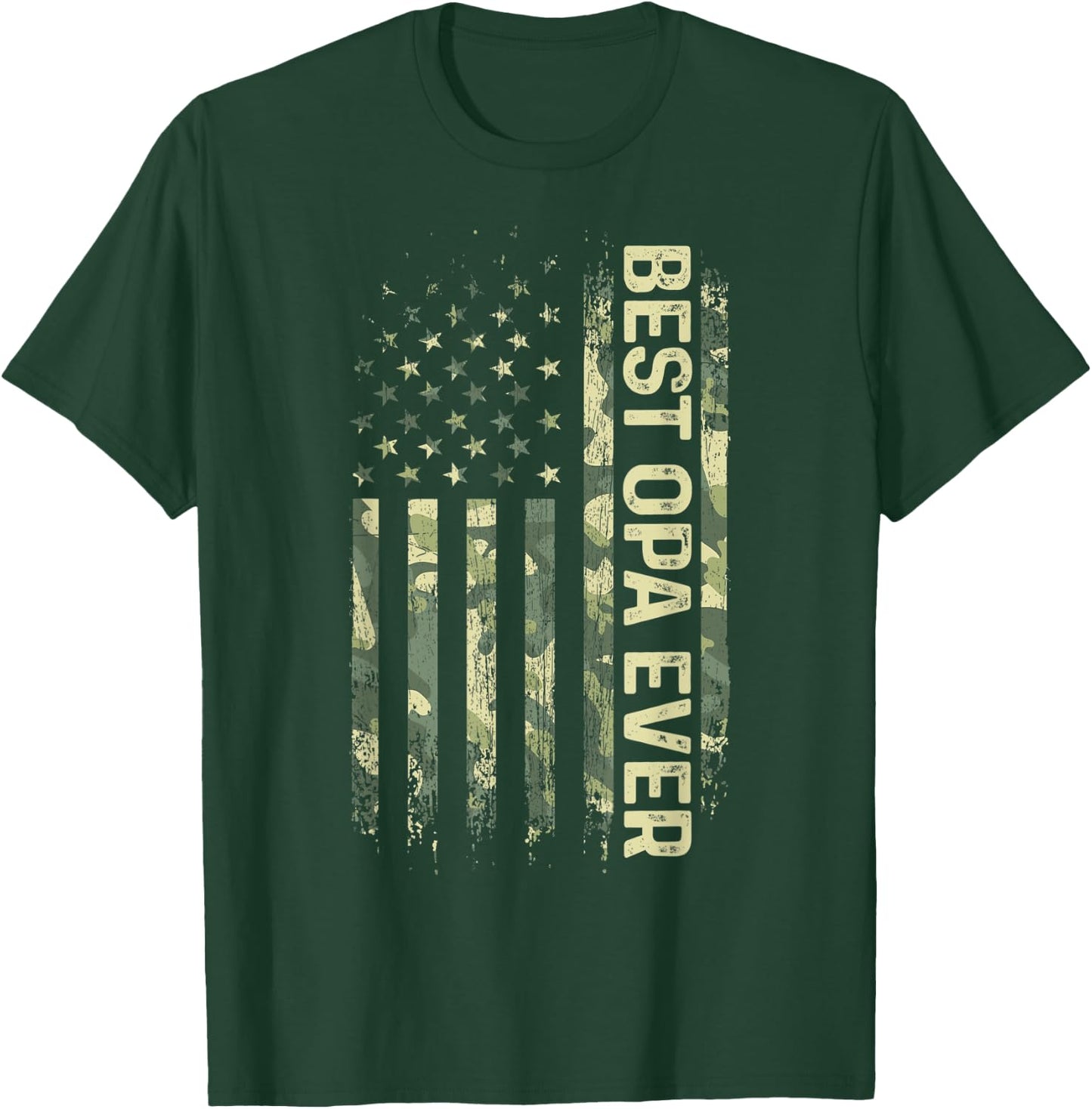 Best Opa Ever Camouflage American Flag Father's Day T-Shirt - T-Shirt | Forest