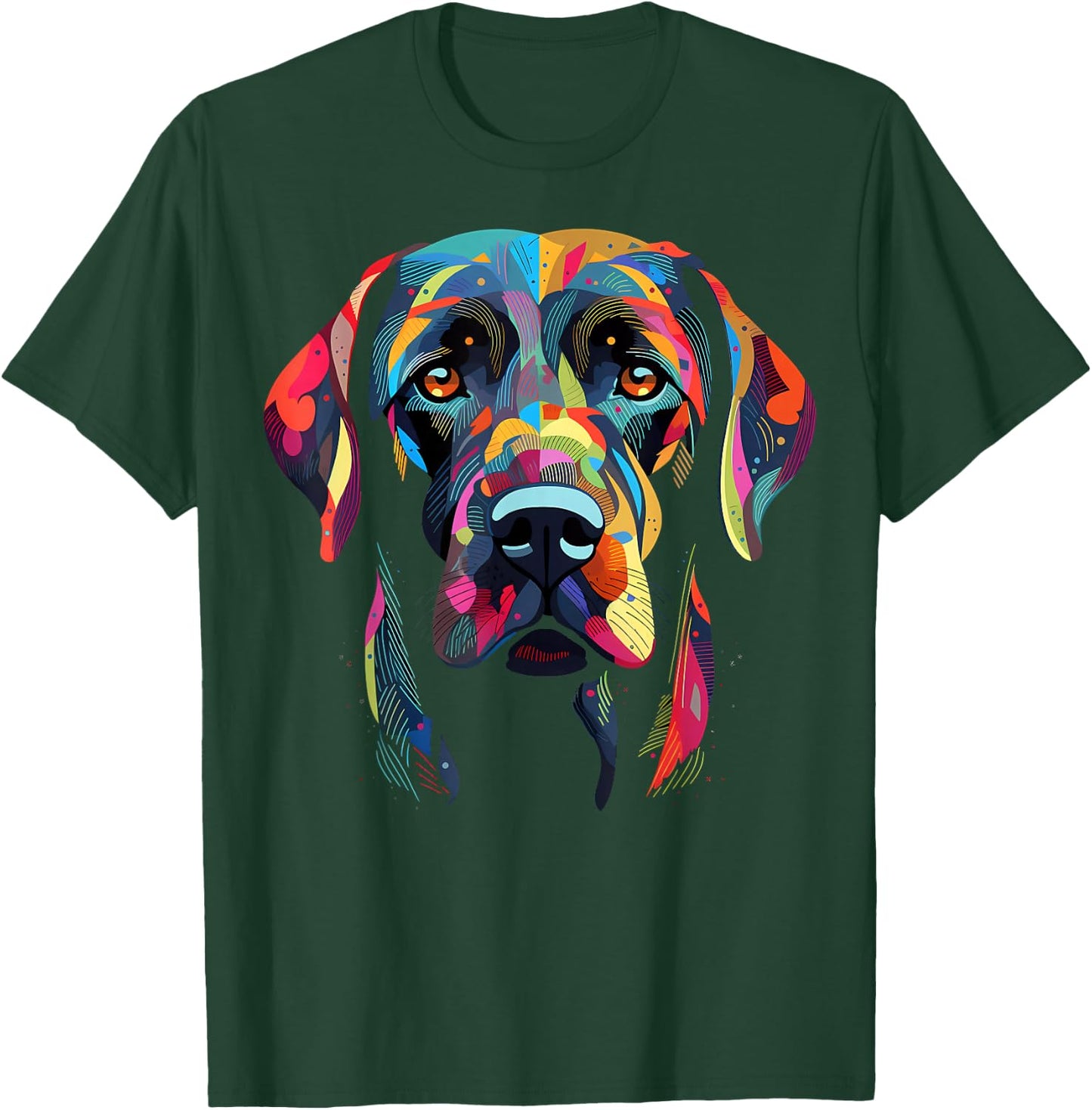 Labrador Retriever Colorful Dog Face Funny Lab Lover Black T-Shirt - T-Shirt | Forest