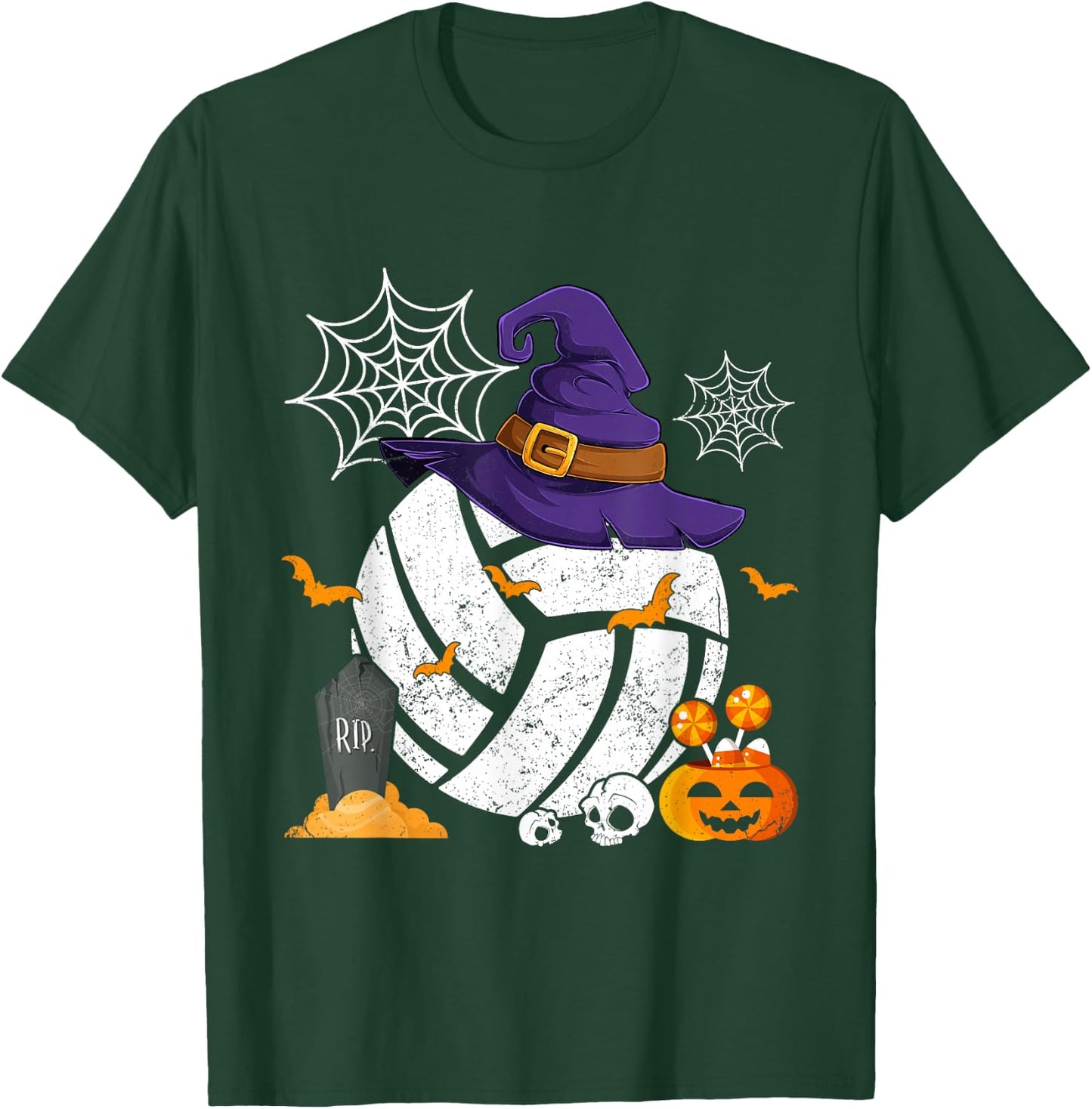 Funny Witch Volleyball Halloween Costume Volleyball Lover T-Shirt - T-Shirt | Forest