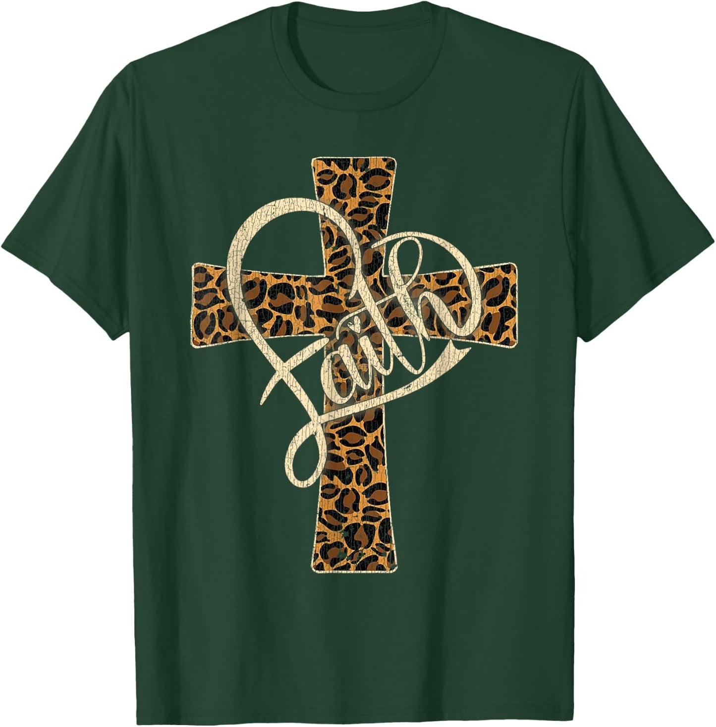 Vintage Faith Christian Men Leopard Cheetah Print T-Shirt - T-Shirt | Forest