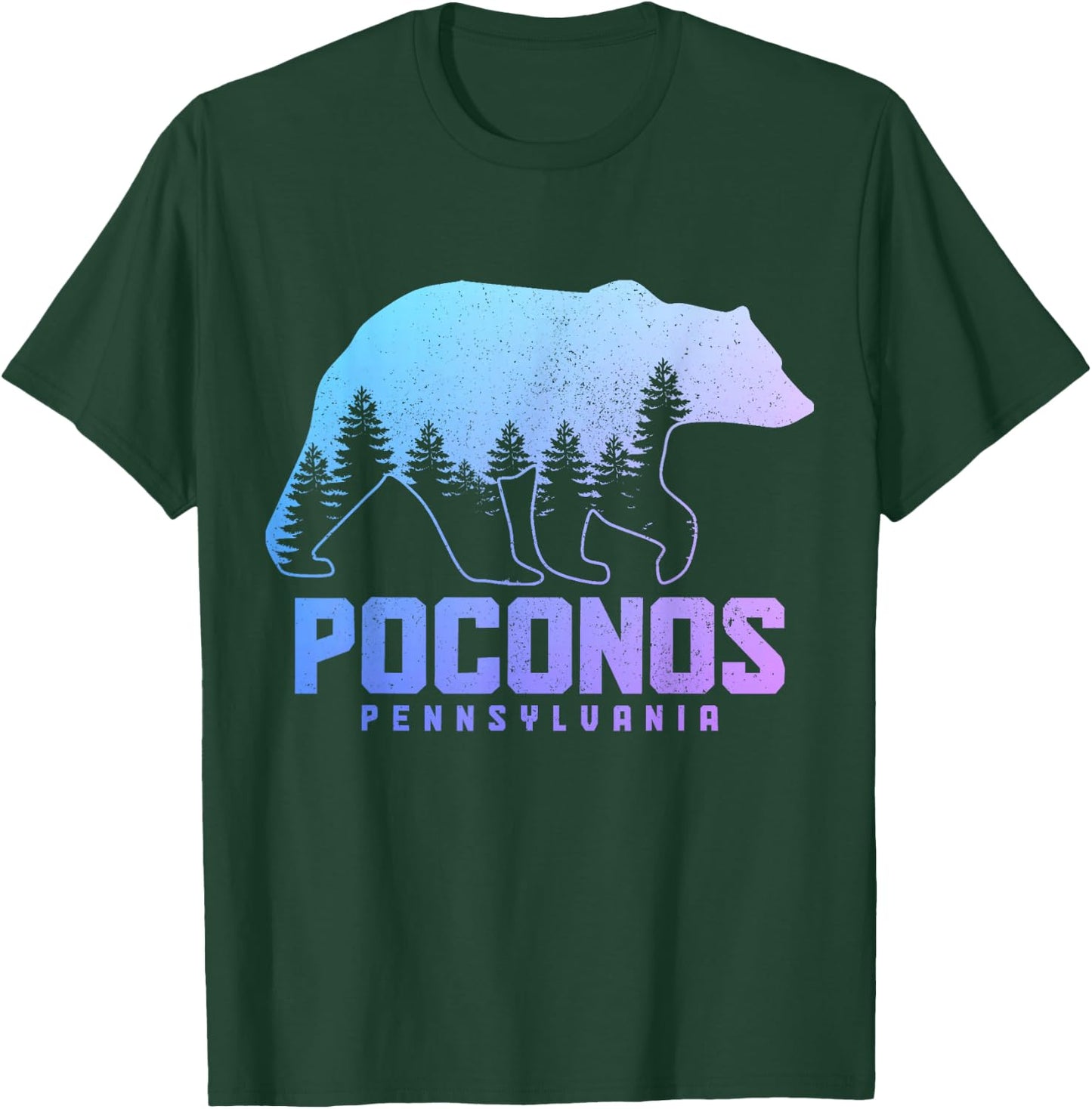 Poconos Pennsylvania Bear Hiking Vintage Pocono Mountains T-Shirt - T-Shirt | Forest