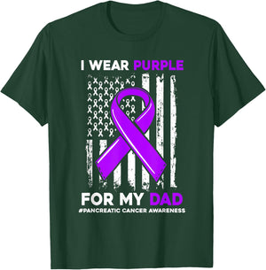 I Wear Purple For My Dad Father Pancreatic Cancer Awareness T-Shirt - T-Shirt | Forest