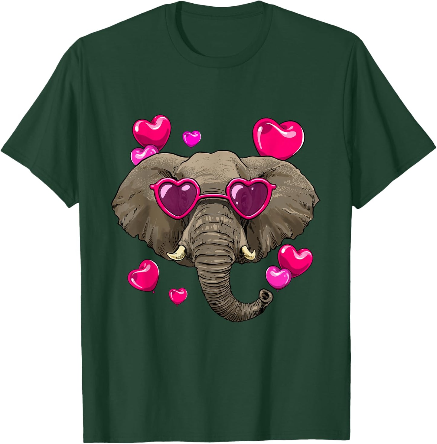 Valentines Day Elephant Heart Love Couples Elephant Lover T-Shirt - T-Shirt | Forest