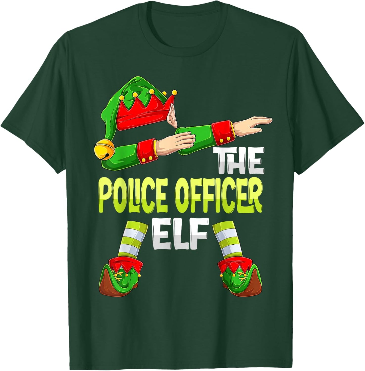Dabbing Elf Christmas Policeman The Police Officer Elf T-Shirt - T-Shirt | Forest