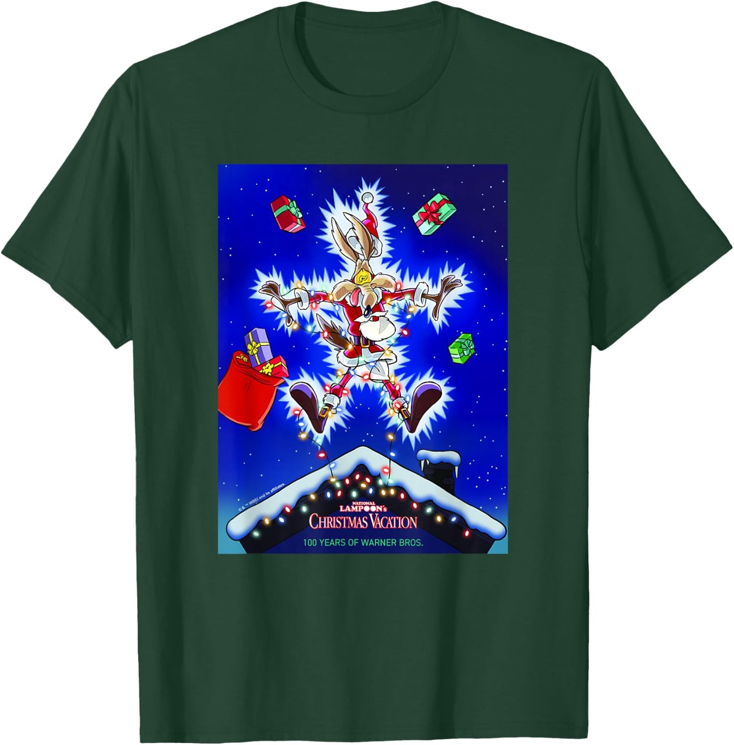 WB 100 Looney Tunes Christmas Vacation Wile E. Coyote Santa T-Shirt - T-Shirt | Forest