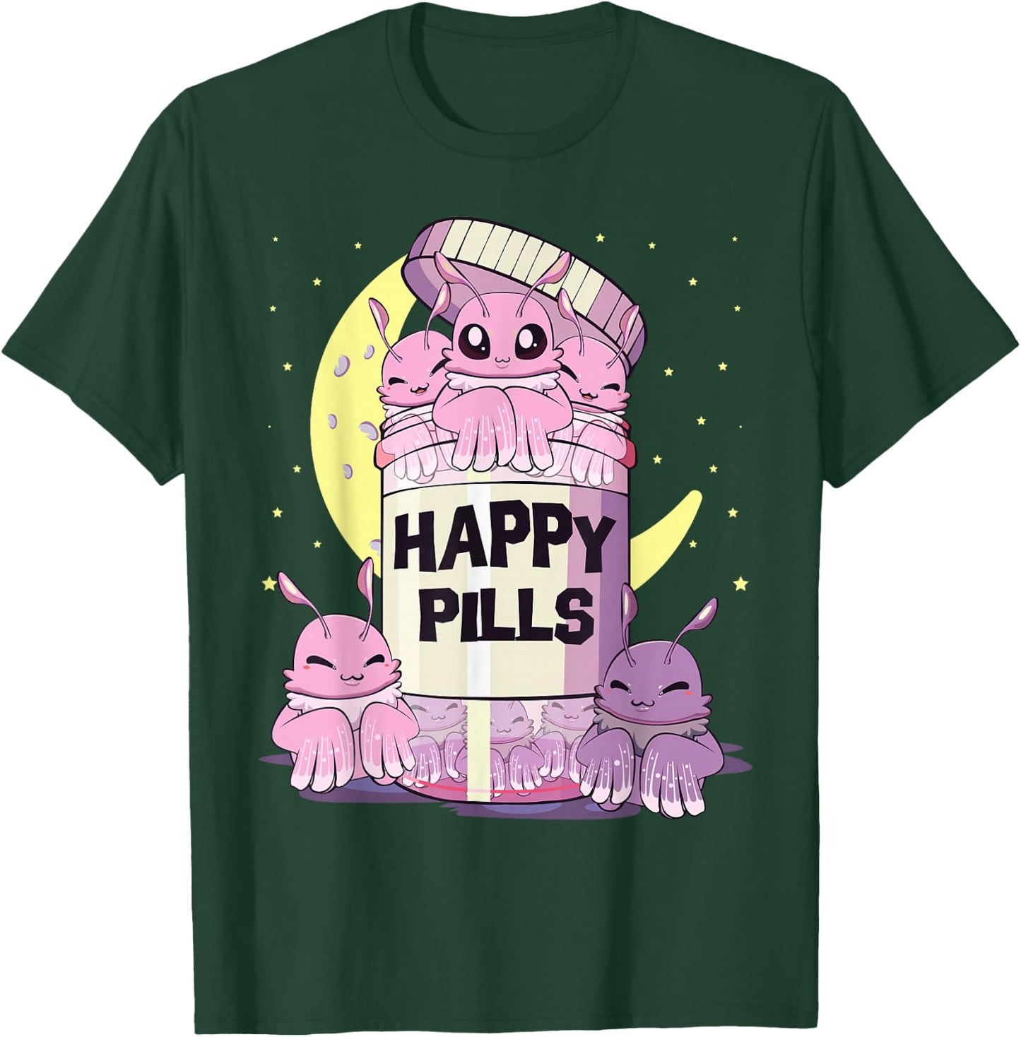 Pastel Goth Kawaii Cute Happy Pills Mothman T-Shirt - T-Shirt | Forest