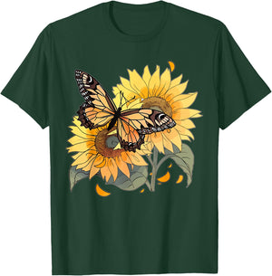 Cute Butterfly Sunflower design butterflies and butterfly T-Shirt - T-Shirt | Forest
