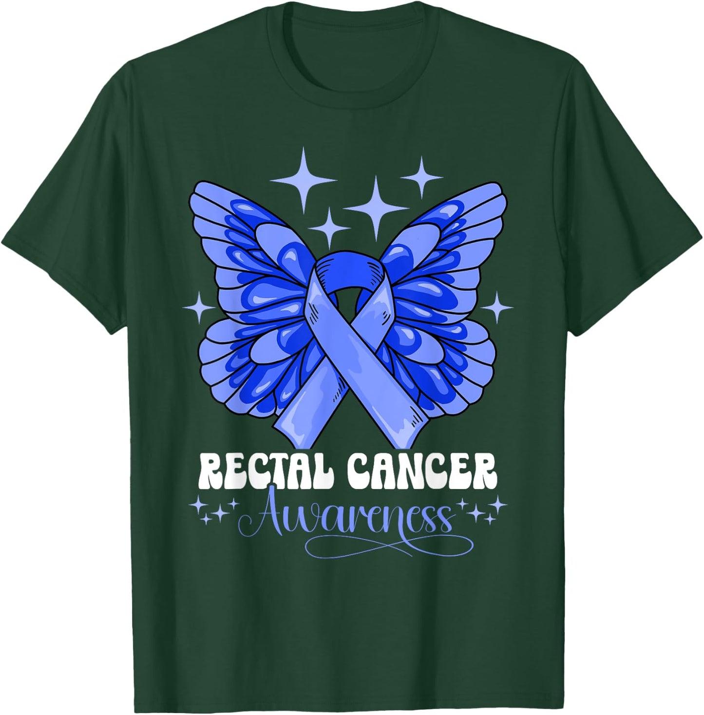 Rectal Cancer Awareness by Rectal Cancer Awareness - Men's -Adults Classic Fit Black Short Sleeve - Small - U-Neck - Modern Classic - Awareness T-Shirt - T-Shirt | Forest