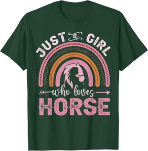 Just A Girl Who Loves Horses Riding Cute Horse Teen Women T-Shirt - T-Shirt | Forest
