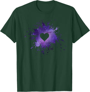 Purple Galaxy Splatter Heart Valentine's Day Design T-Shirt - T-Shirt | Forest