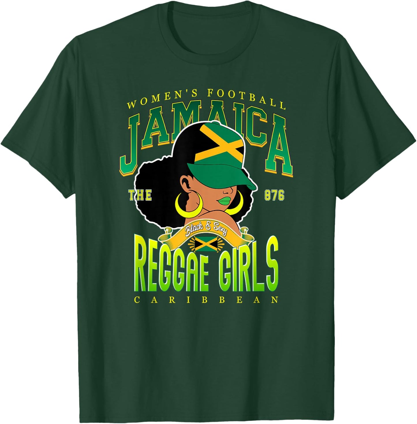 Kingston Reggae Girls Black & Sexy Afro Pride Design T-Shirt - T-Shirt | Forest