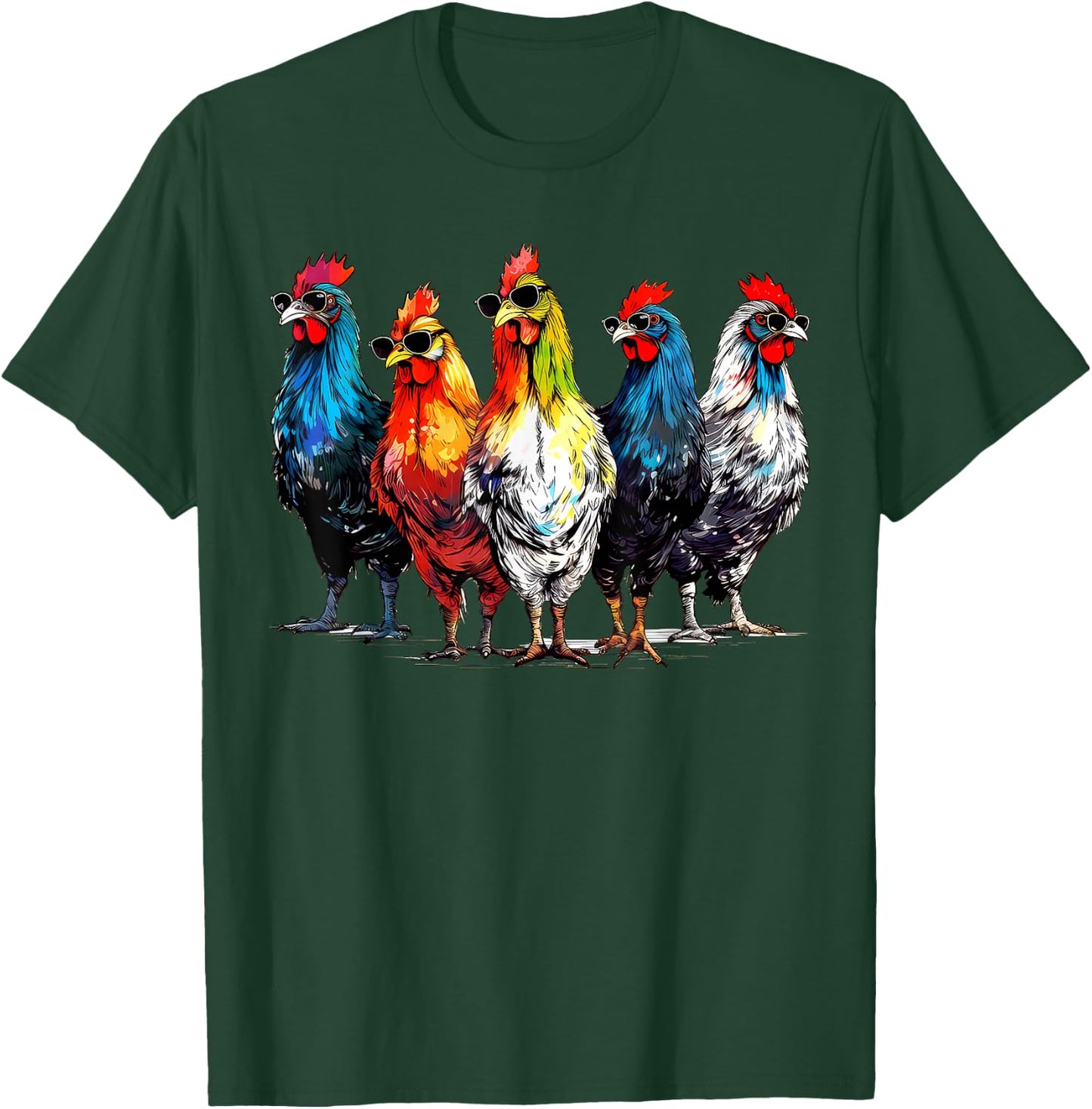 Cool Rooster Wearing Sunglasses Farmer Retro Farm Animals T-Shirt - T-Shirt | Forest