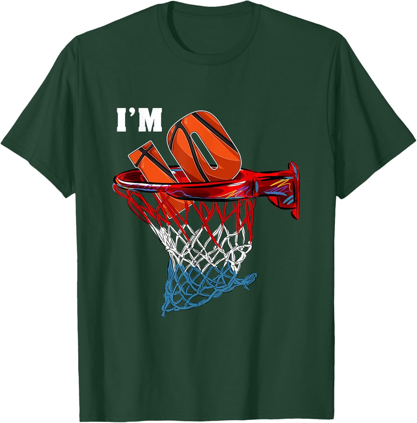 Basketball Net Ball Game I'm 10 Years Old Gift Birthday T-Shirt - T-Shirt | Forest