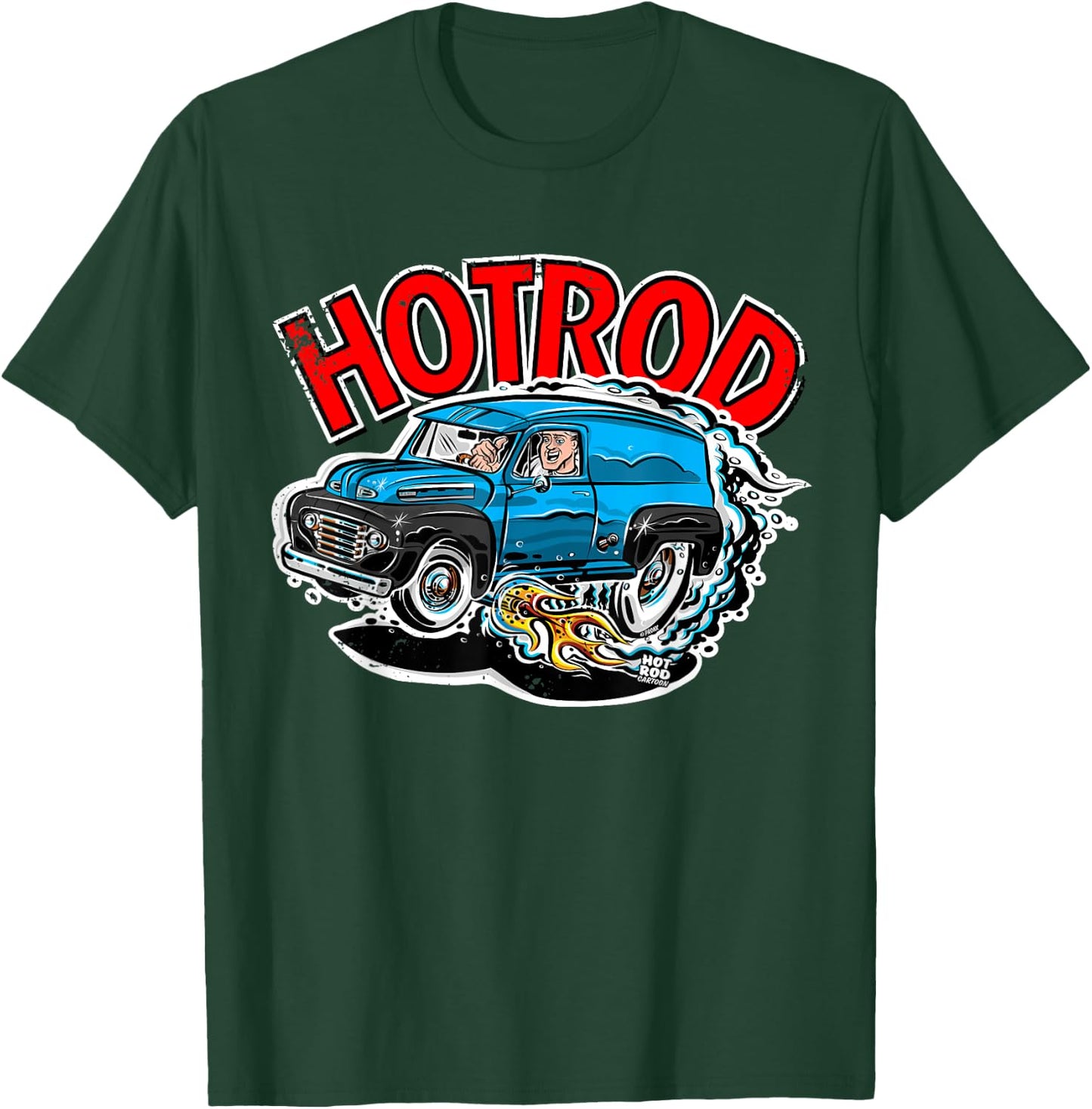 Hot Rod Blue Panel Truck Cartoon Vintage style T-Shirt - T-Shirt | Forest