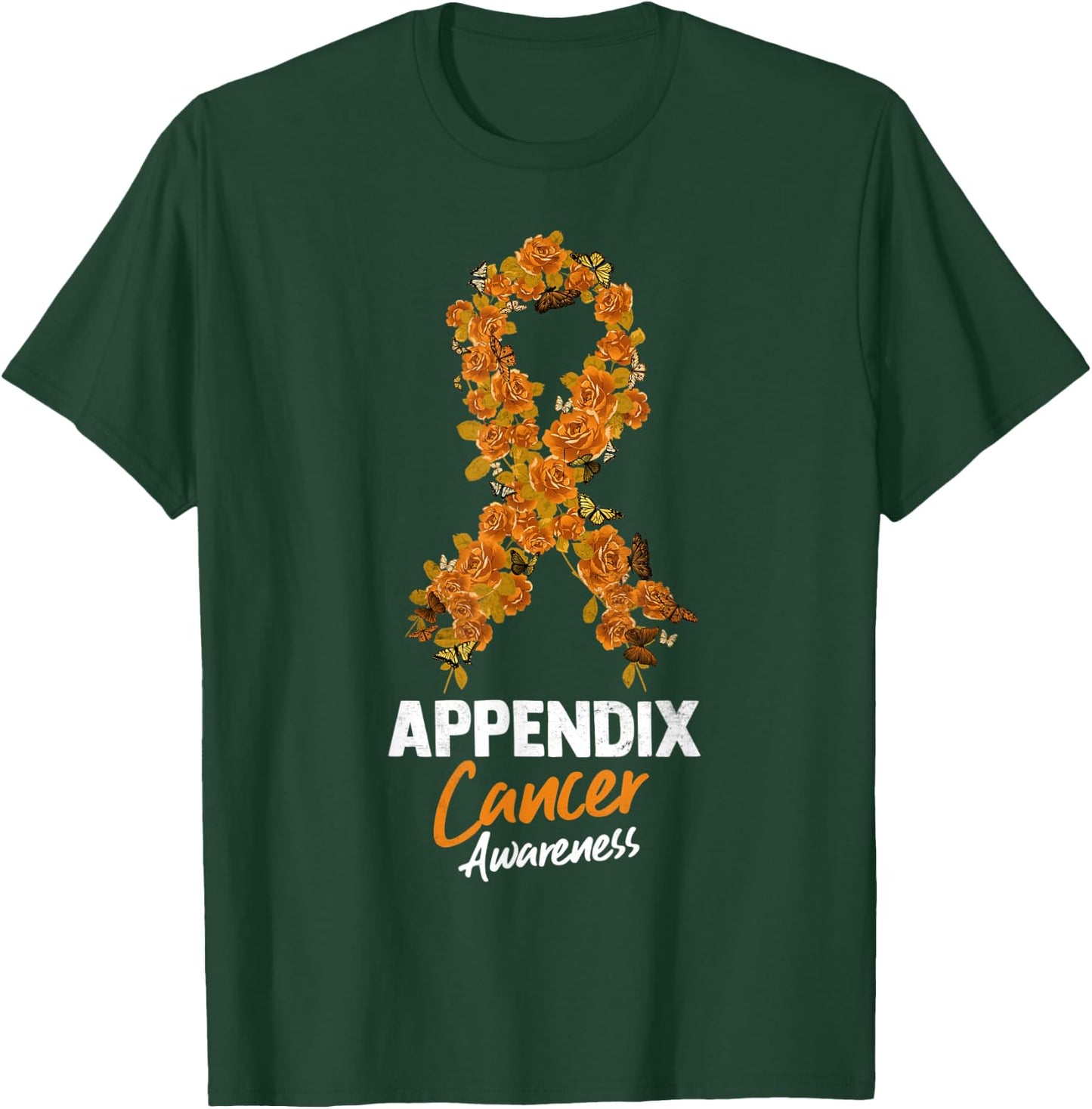 Amber Ribbon Appendix Cancer Awareness T-Shirt - T-Shirt | Forest