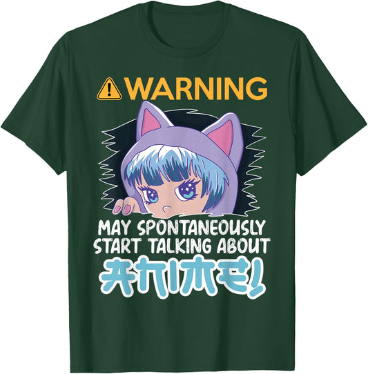 Warning May Spontaneously Talk About Anime Teen Manga Girl T-Shirt - T-Shirt | Forest