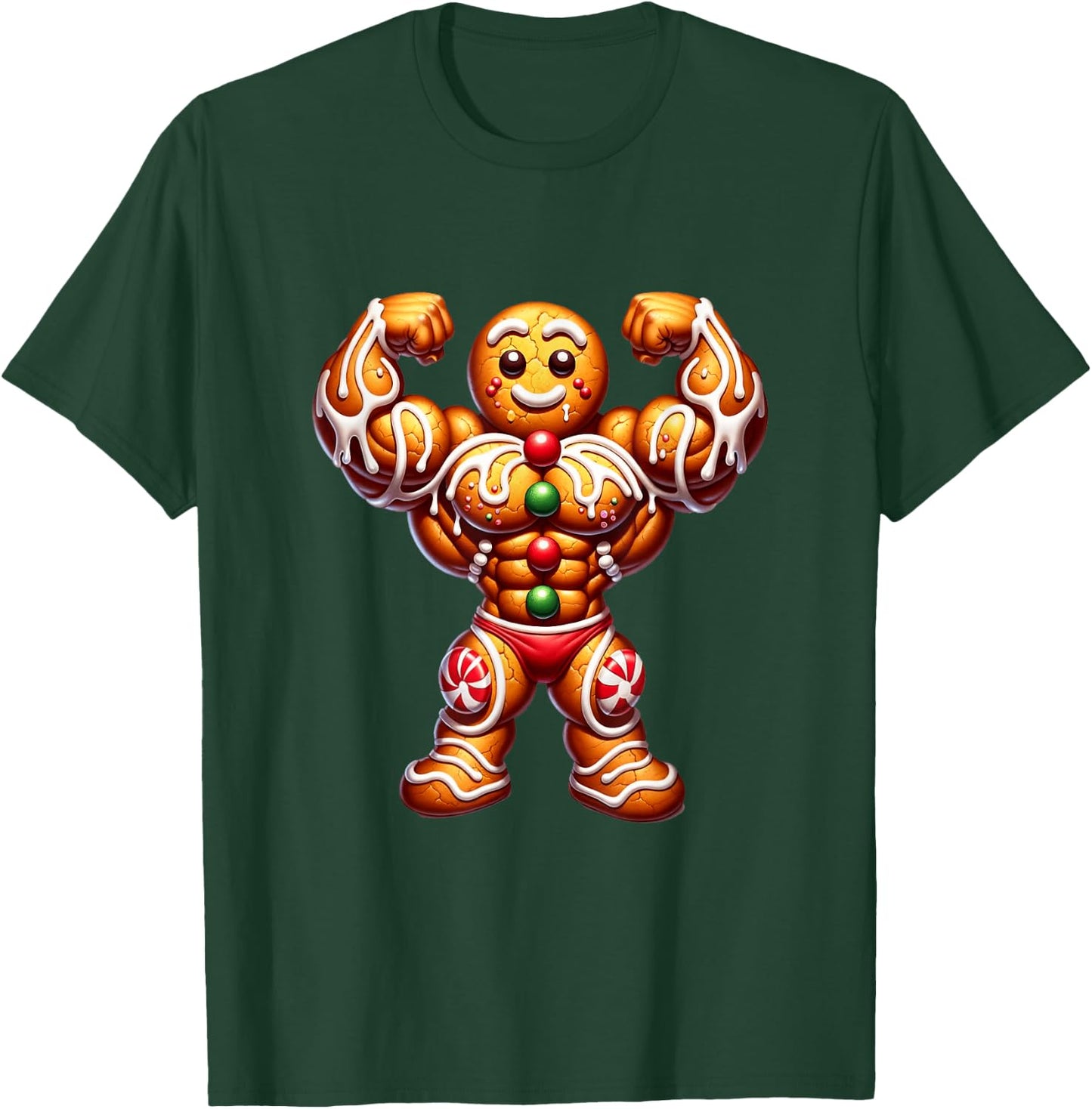Fitness X-Mas Holiday Bodybuilding Men Women -Adult Black Cartoon Holiday Workout Small T-Shirt - T-Shirt | Forest