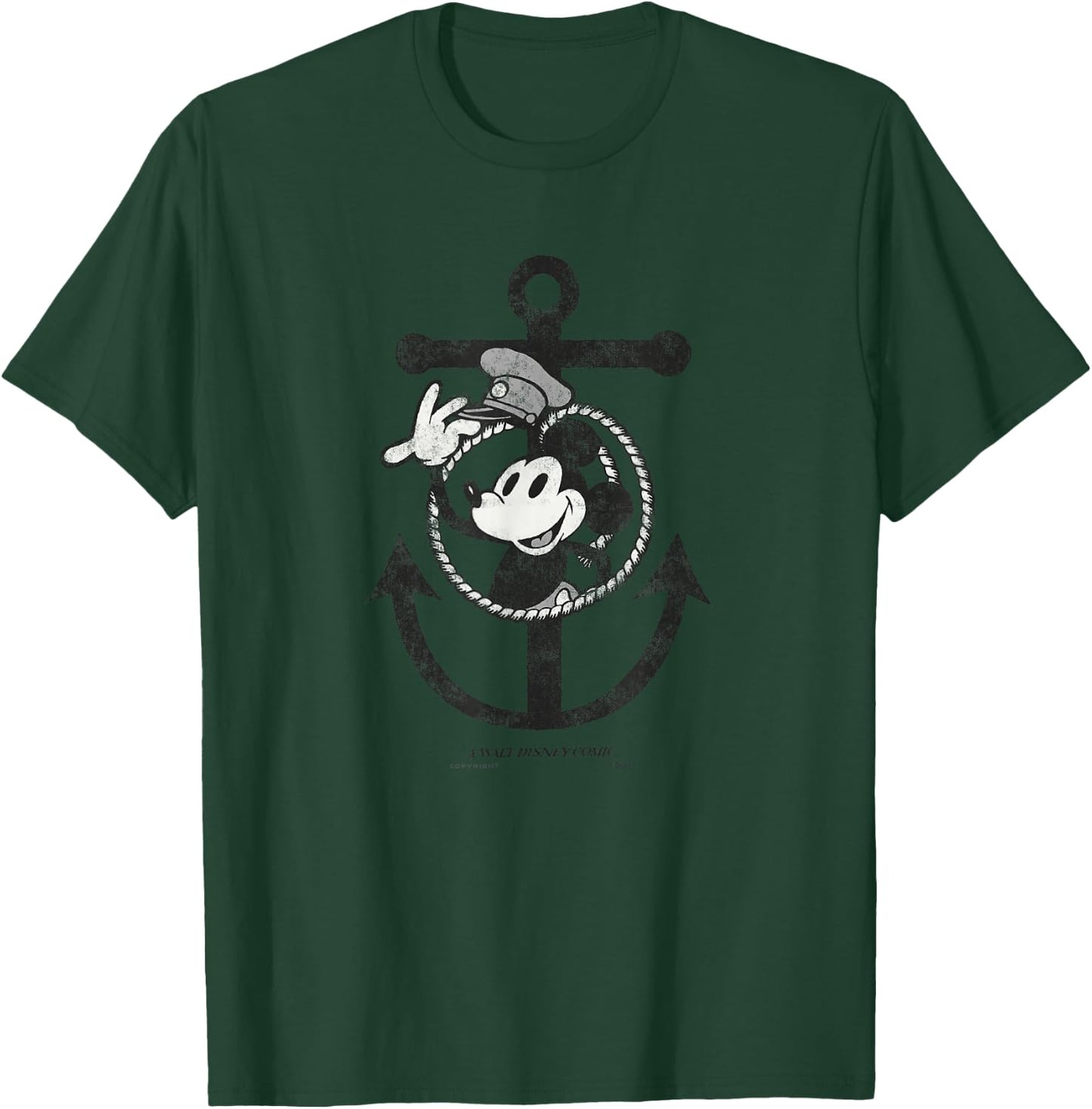 Disney 100 Mickey Mouse Steamboat Willie Anchor D100 Small T-Shirt - T-Shirt | Forest