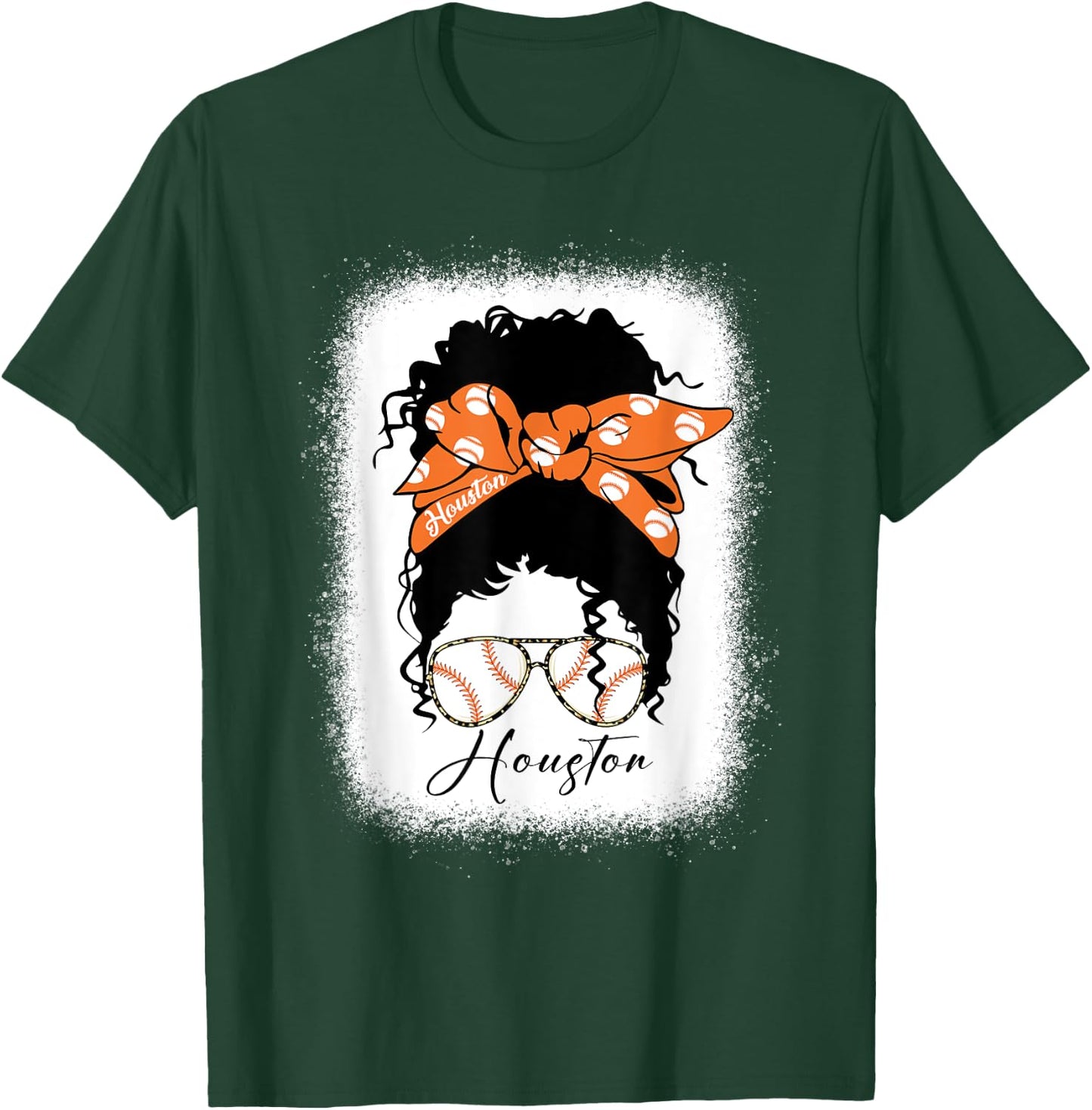 Messy Bun Bleached Houstion Souvenir I Love Houstion Women T-Shirt - T-Shirt | Forest
