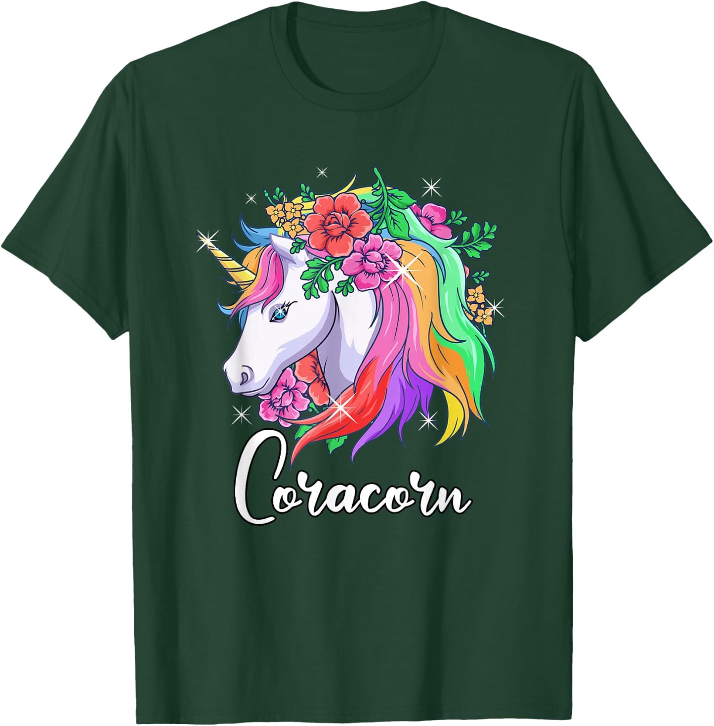 Cute Coracorn Personalized Name Unicorn Cora T-Shirt - T-Shirt | Forest