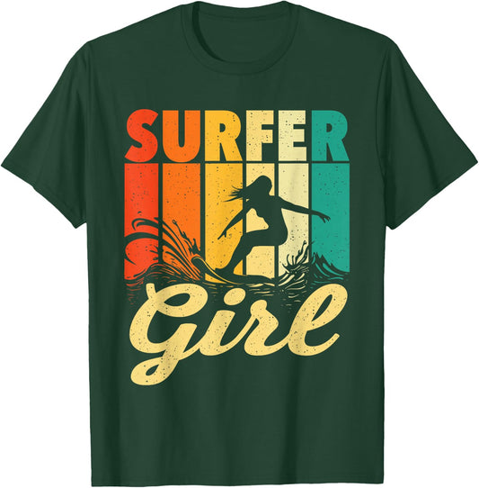 Surfer Girl - Waves Surfing Trainer Surfboard Lover T-Shirt - T-Shirt | Forest