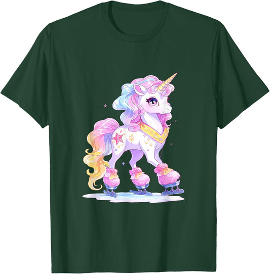 Unicorn Ice Skates Figure Skating Ice Skates Children T-Shirt - T-Shirt | Forest
