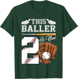 2nd Birthday Gift Two Vintage Baseball Birthday 2 Year Old T-Shirt - T-Shirt | Forest