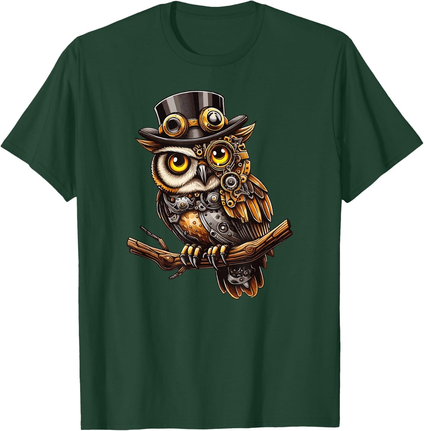 Mechanical Steampunk Barn Owl Clockwork Fantasy Animal T-Shirt - T-Shirt | Forest
