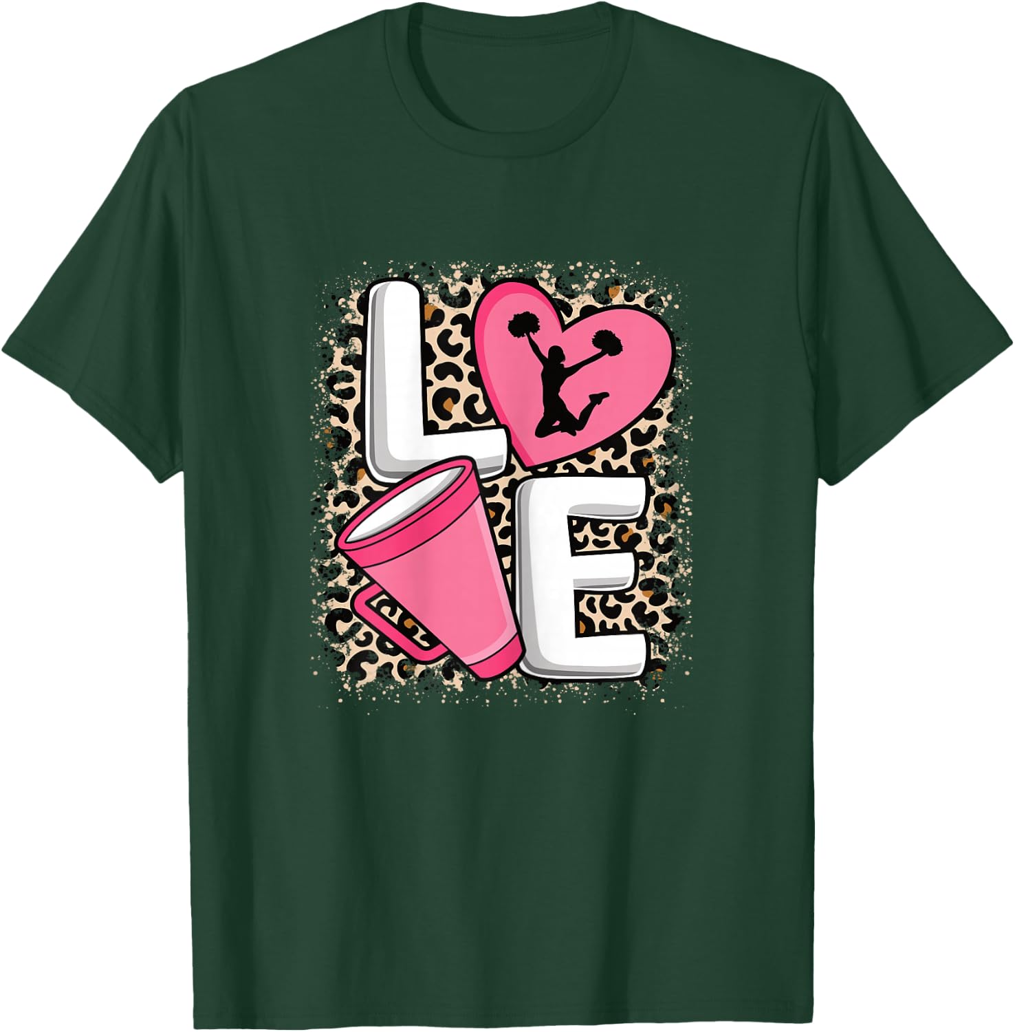 Love Cheer Cheerleader Cheerleading Women Girls T-Shirt - T-Shirt | Forest