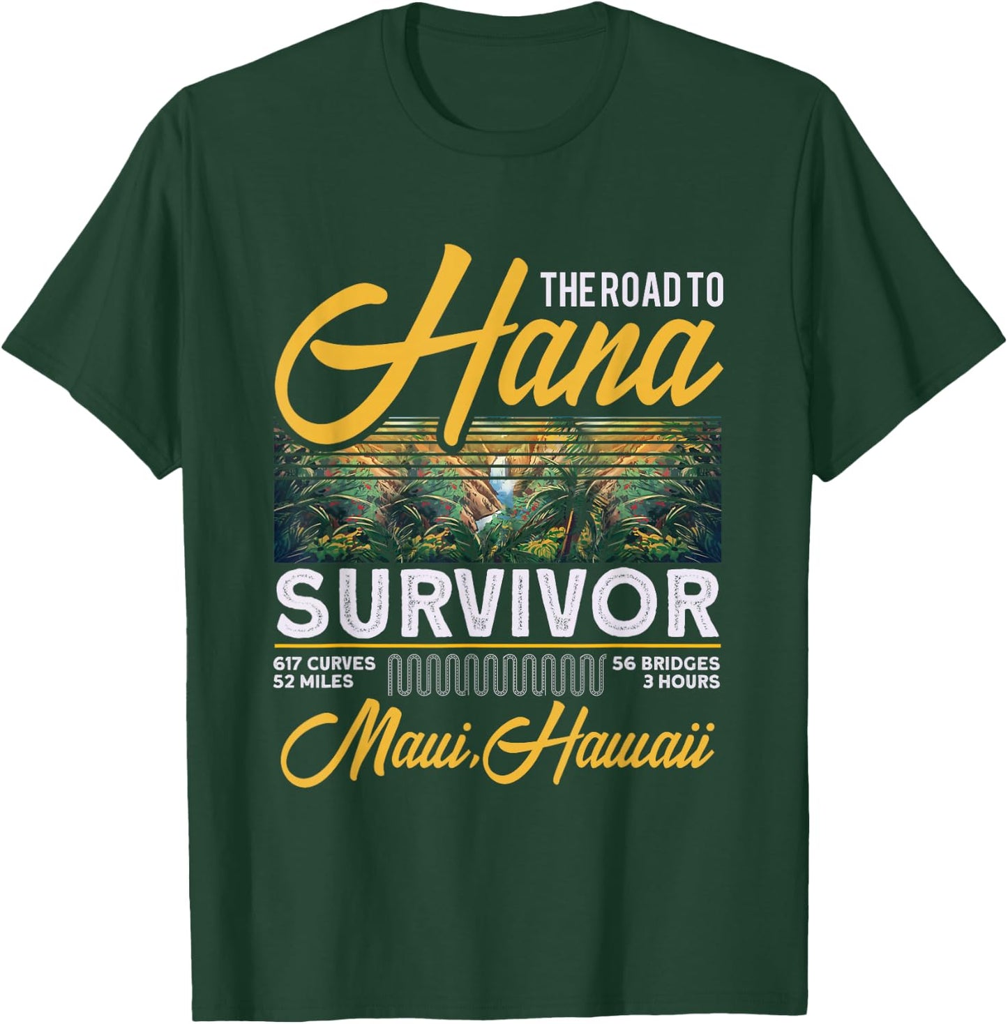 Road To Hana Survivor Curvy Palm Maui Hawaii Hawaiian Fan T-Shirt - T-Shirt | Forest