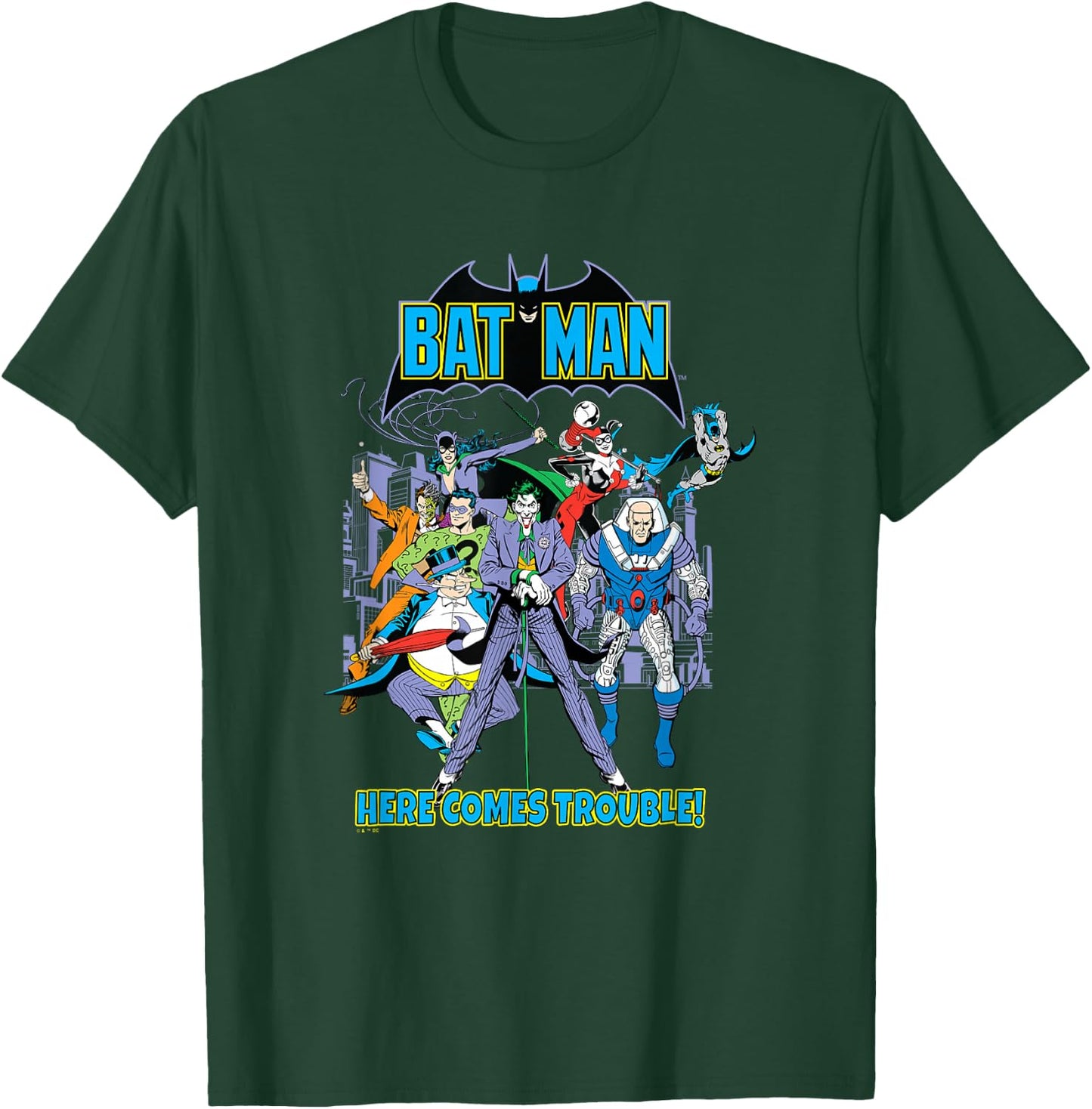 DC Comics Batman Here Comes Trouble! Villain Team Group Shot T-Shirt - T-Shirt | Forest