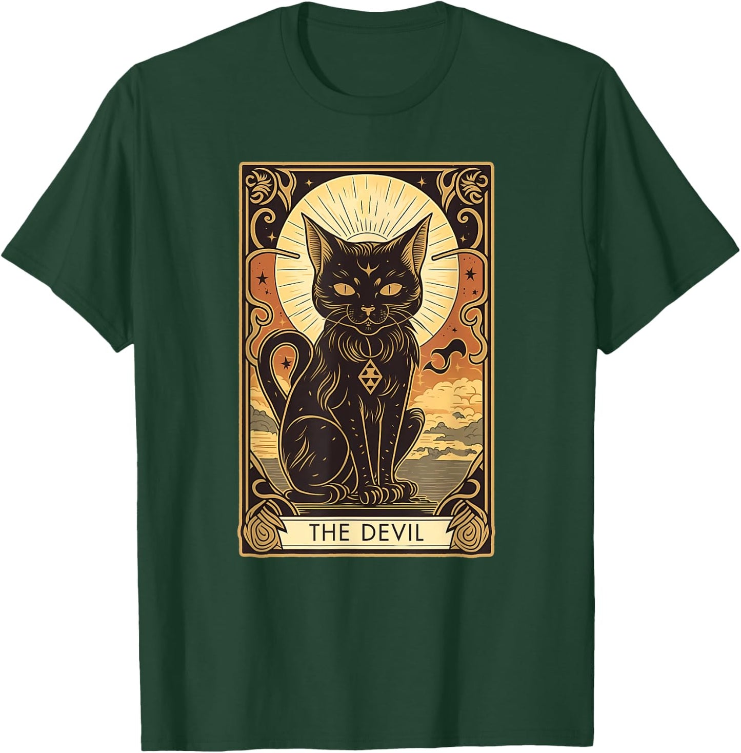 Devil Cat Tarot Card Graphic for Tarot Cat Lovers Women Kids T-Shirt - T-Shirt | Forest