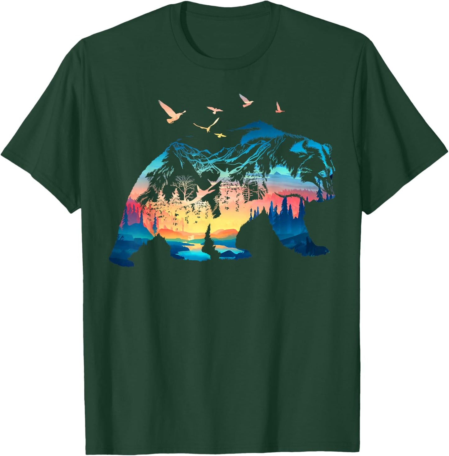 Bear Nature Outdoor Mountains Forest Trees Bear Wildlife T-Shirt - T-Shirt | Forest