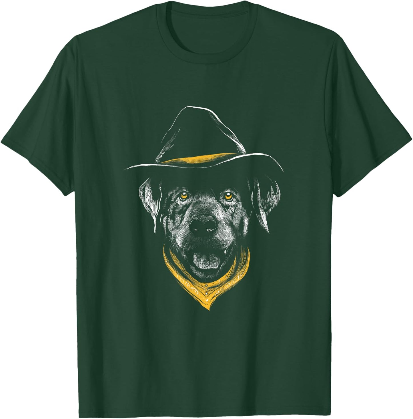 Golden Retriever Drawing - Realistic Cowboy Dog Face T-Shirt - T-Shirt | Forest