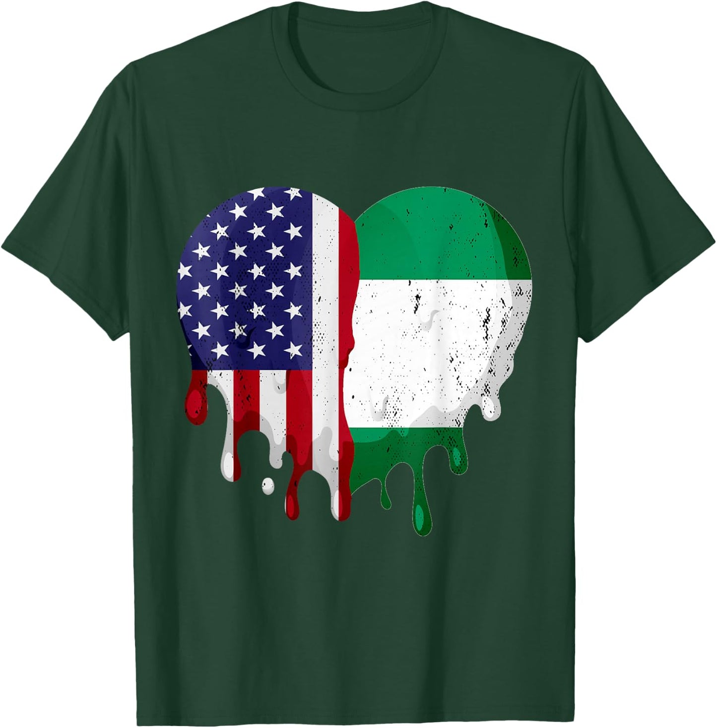 American Nigerian Heritage Month Nigeria Flag Heart T-Shirt - T-Shirt | Forest