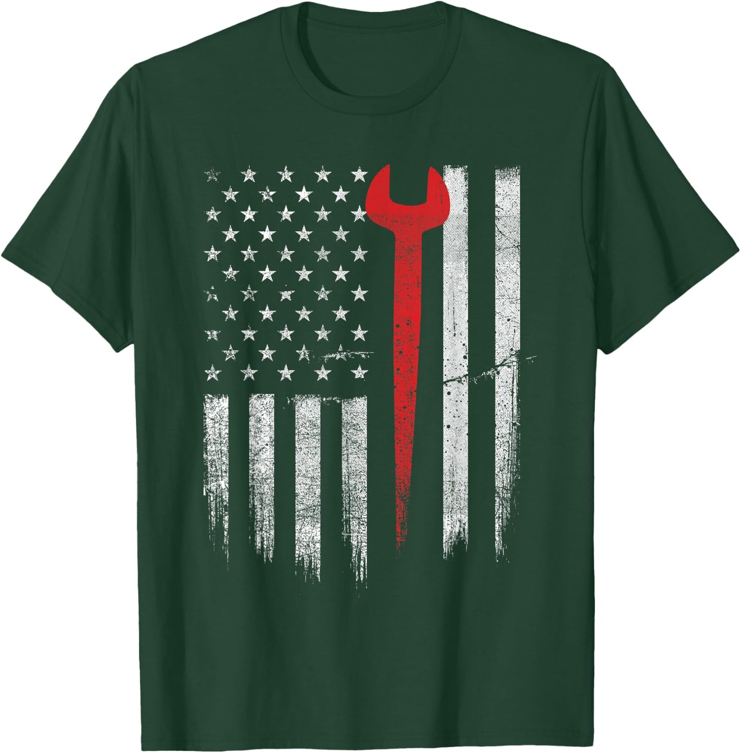 Patriotic Ironworker - USA Flag Ironworking Worker Rodbuster T-Shirt - T-Shirt | Forest