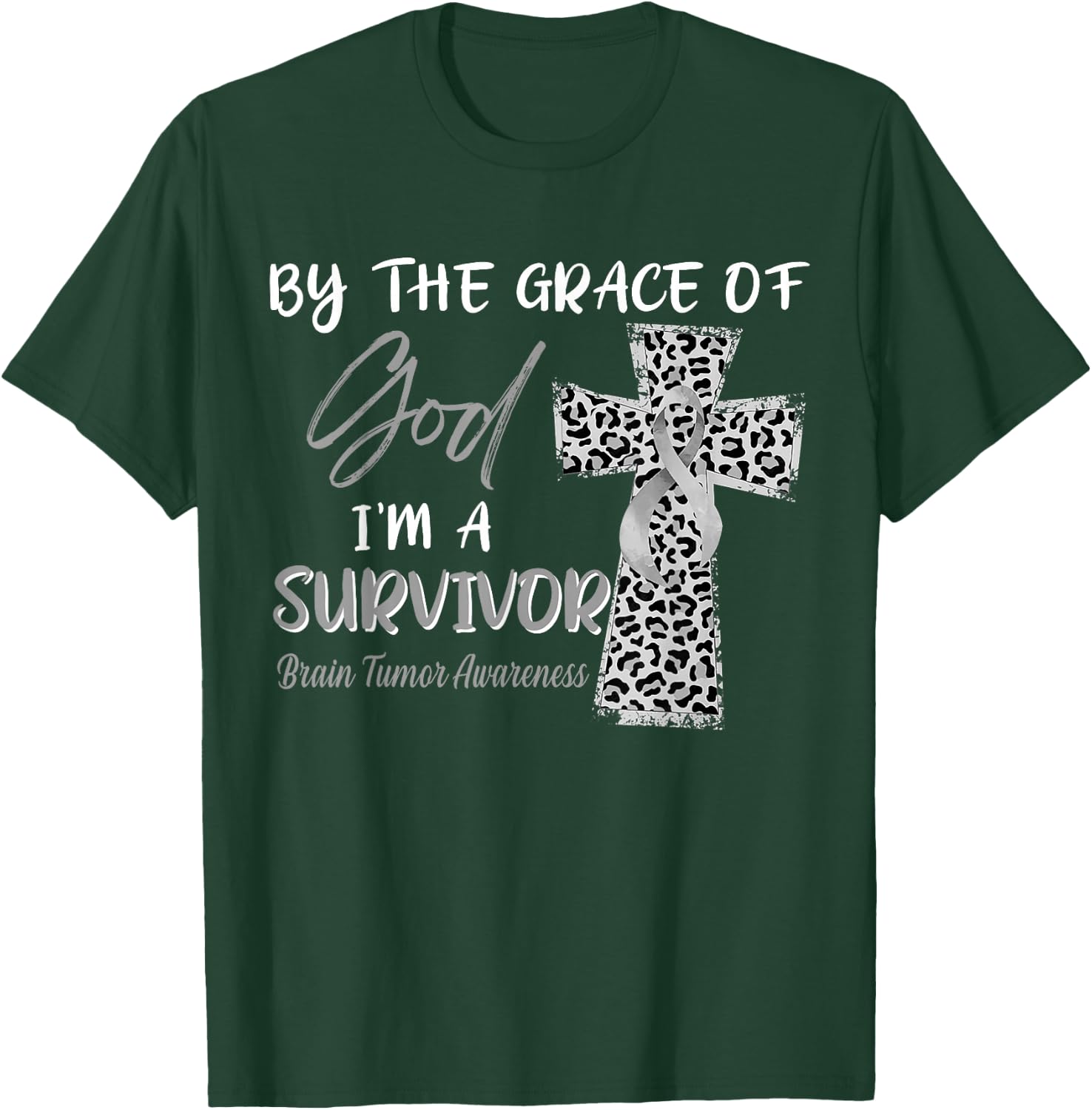 I'm A Survivor Brain Tumor Awareness Grey Ribbon T-Shirt - T-Shirt | Forest