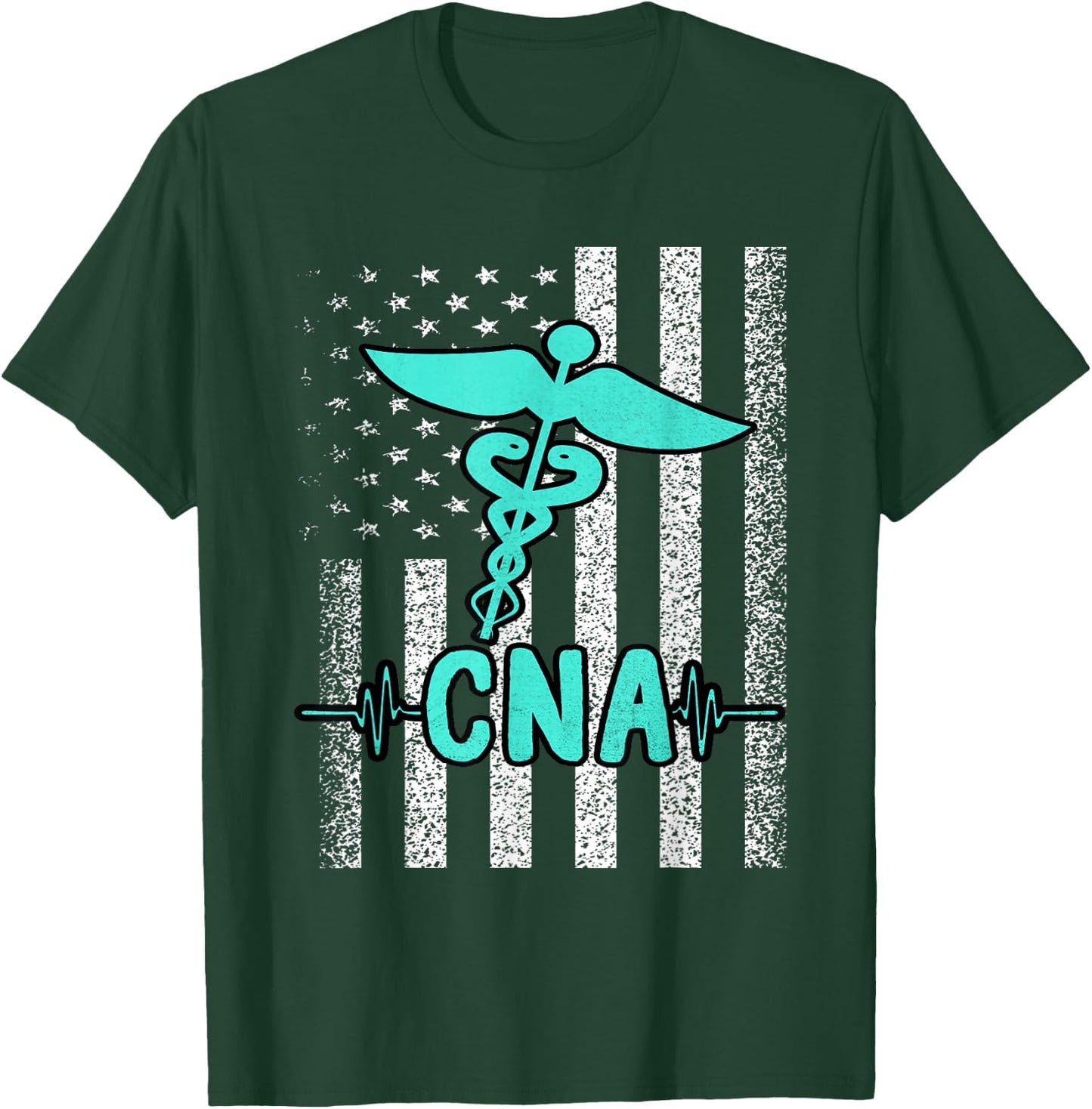 Nursing CNA Certified Nurse Assistant American Flag Vintage Men T-Shirt - T-Shirt | Forest