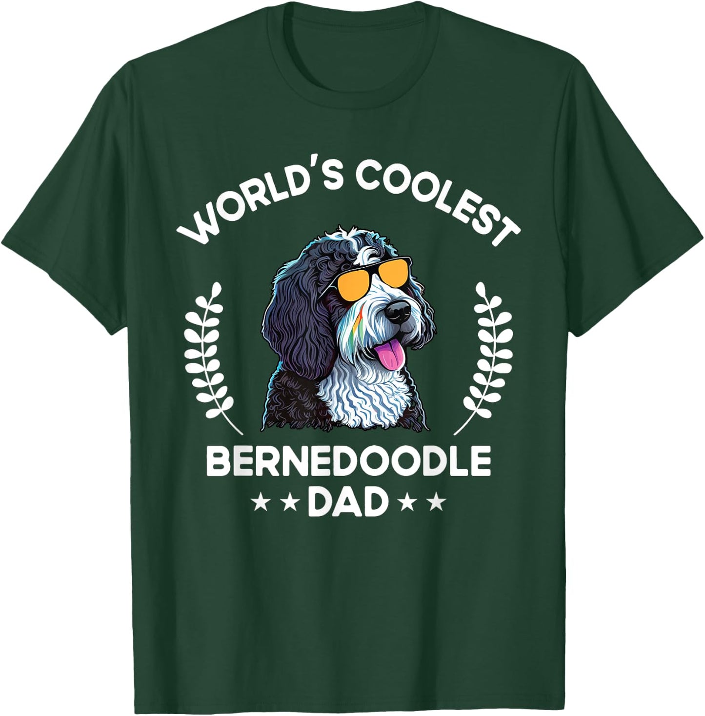 The Woof Wardrobe World's Coolest Dog Dad Papa Bernedoodle - Black, Small, Men, , Short Sleeve, , Modern Classic, Cotton Blend, All Seasons, Kids, Dog Themed T-Shirt - T-Shirt | Forest