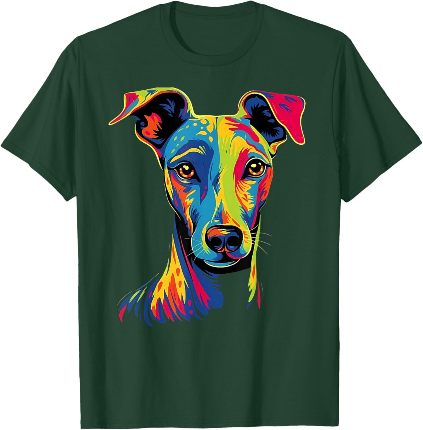 Funny Whippet Dog Mom or Dad Colorful Puppy Art Lover Black T-Shirt - T-Shirt | Forest