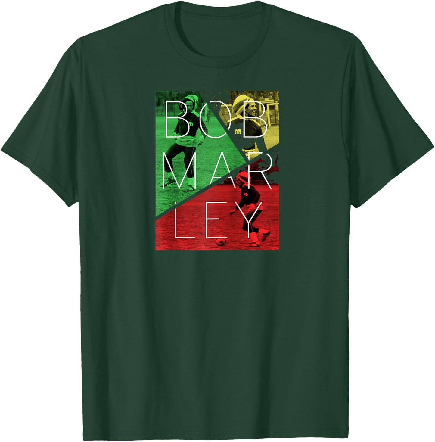 Bob Marley Soccer Split Raglan Baseball T-Shirt - T-Shirt | Forest
