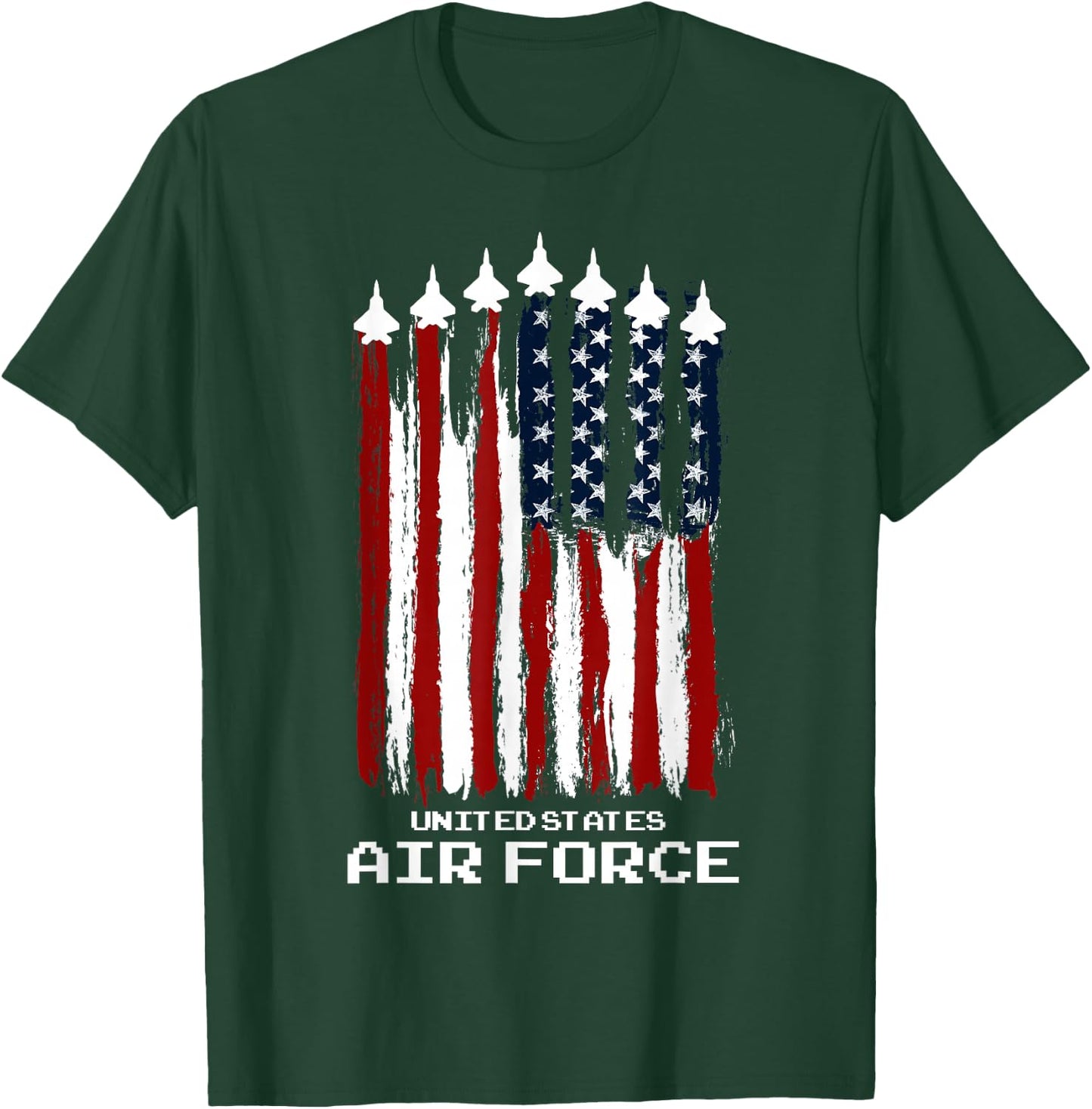 Vintage US Air Force Veterans USA American Flag 4th of July T-Shirt - T-Shirt | Forest