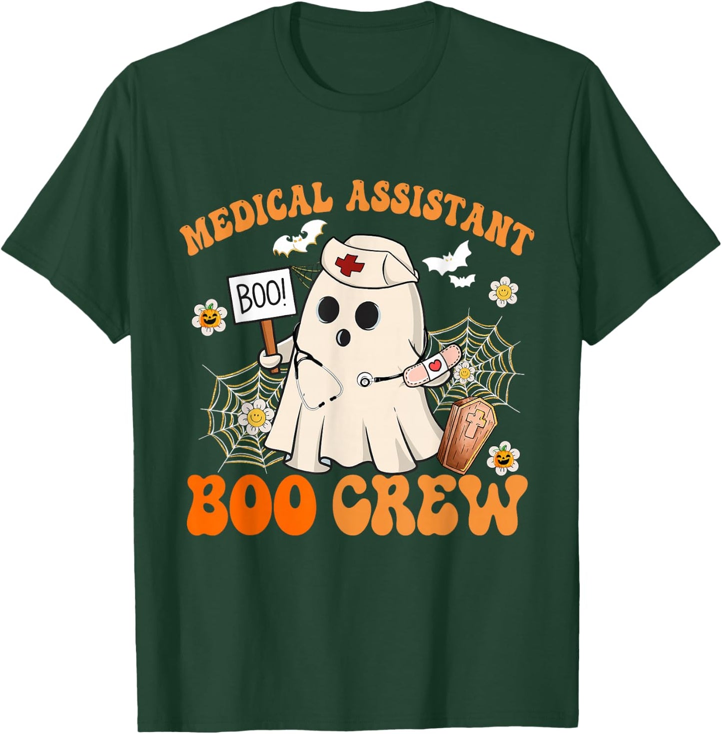 Medical Assistant Boo Crew Funny Ghost Halloween Costumes T-Shirt - T-Shirt | Forest